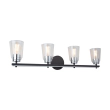  AC11934NB - Essex Collection 4-Light Bathroom Vanity Fixture Black and Chrome