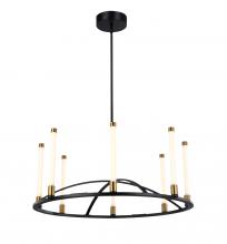  SC13088BB - Infiniti Collection 8-Light Integrated LED Chandelier, Matte Black & Brass