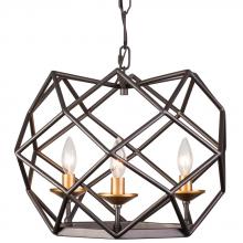  295P03AGRB - Geo 3-Lt Pendant - Antique Gold/Rustic Bronze