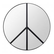  4DMI0117 - Paz 30-in Round Peace Sign Accent Mirror in Black