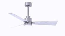  AKLK-BN-MWH-42 - Alessandra 3-blade transitional ceiling fan in brushed nickel finish with matte white blades. Opti