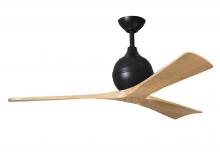  IR3-BK-LM-52 - Irene-3 three-blade paddle fan in Matte Black finish with 52" light maple tone blades.