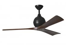  IR3-BK-WA-52 - Irene-3 three-blade paddle fan in Matte Black finish with 52" solid walnut tone blades.