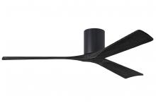  IR3H-BK-BK-60 - Irene-3H three-blade flush mount paddle fan in Matte Black finish with 60” solid matte black woo