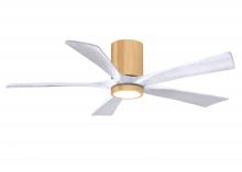  IR5HLK-LM-MWH-52 - IR5HLK five-blade flush mount paddle fan in Light Maple finish with 52” Matte White  blades and