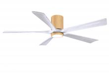  IR5HLK-LM-MWH-60 - IR5HLK five-blade flush mount paddle fan in Light Maple finish with 60” Matte White  blades and