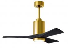  PA3-BRBR-BK-42 - Patricia-3 three-blade ceiling fan in Brushed Brass finish with 42” solid matte black wood blade