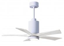  PA5-WH-MWH-42 - Patricia-5 five-blade ceiling fan in Gloss White finish with 42” solid matte white wood blades a