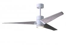  SJ-WH-BW-60 - Super Janet three-blade ceiling fan in Gloss White finish with 60” solid barn wood tone blades a