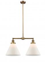  209-BB-G41-L - Cone - 2 Light - 21 inch - Brushed Brass - Stem Hung - Island Light