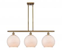  516-3I-BB-G121-10CSN-LED - Farmhouse Chicken Wire - 3 Light - 37 inch - Brushed Brass - Cord hung - Island Light