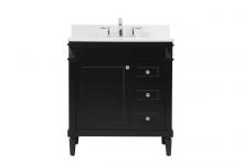  VF31832BK-BS - 32 Inch Single Bathroom Vanity in Black with Backsplash