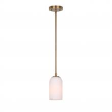  IPL1130A01GD - Novalee 60-Watt 1 Light Gold Contemporary Pendant with White Glass Shade