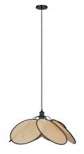  IPL2182B01BKP - MBK+Plastic Rattan Color, 1 Lt Cord Pendant, 60W Type G40, 23.6in W x 12.75 - 61in H x 23.6inch D