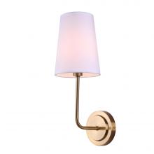  IWF2038B01GD - Amari 5.785 in. 1 Light Gold Sconce with White Fabric Shade