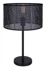  ITL1149A22BK-BPR - BELLAMY 22 in. matte black Table Lamp with Black Faux Rattan Shade and 3 Way Switch