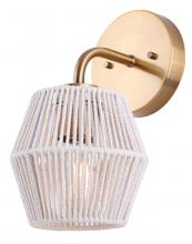  IVL1120A01GD - Willow 6 in. 1 Light Gold Sconce with White Natural Rope Shade