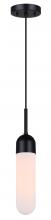  IPL1126A01BK - Bevin 60-Watt 1 Light Matte Black Modern Minimalist Pendant with White Glass Shade